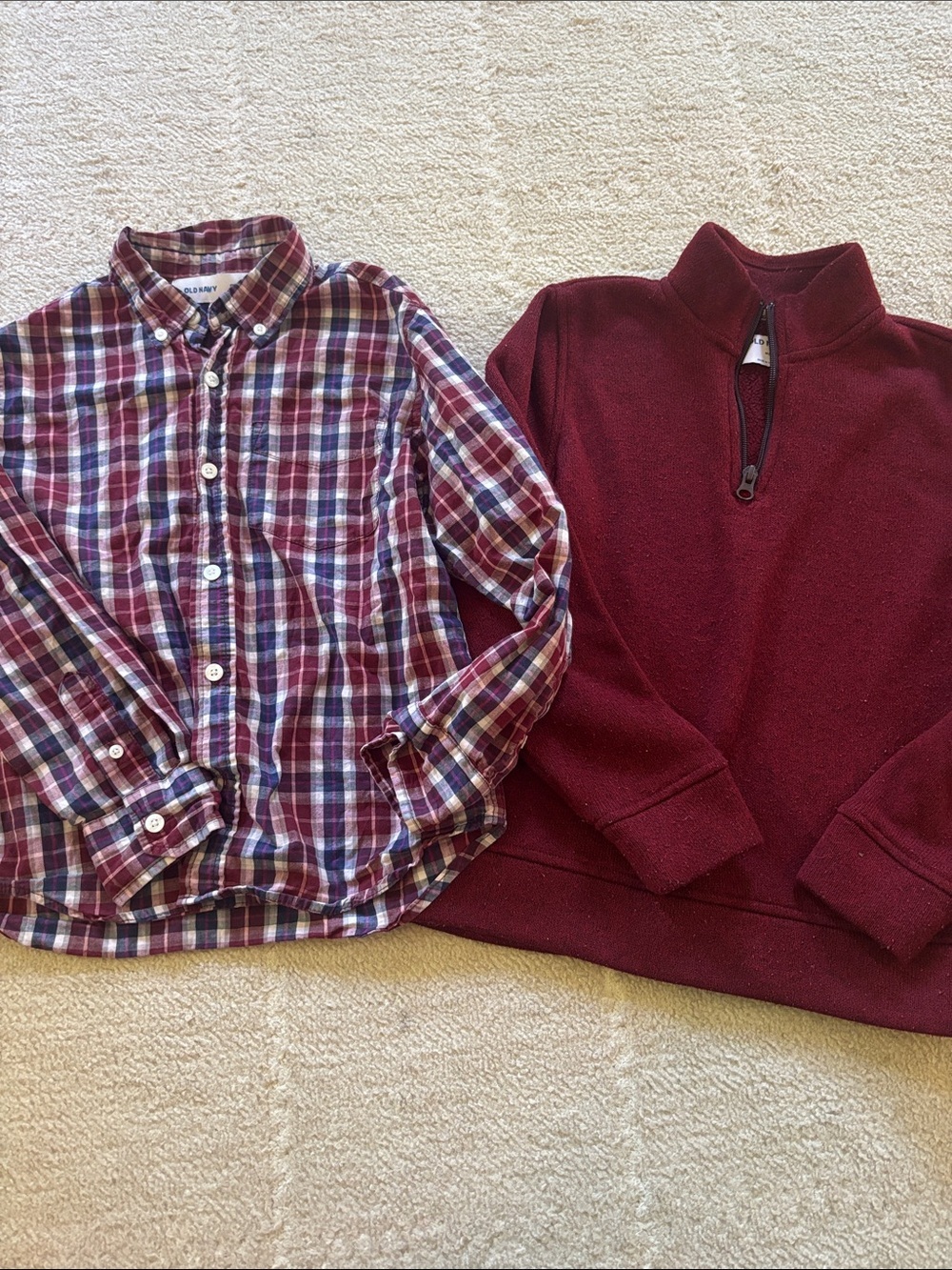 Old Navy Plaid Button-Down Shirt - Burgundy, Navy, White